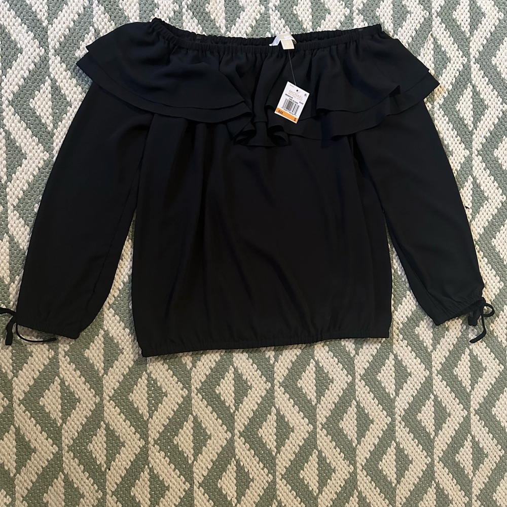 MICHAEL Michael Kors Off-Shoulder Black Blouse